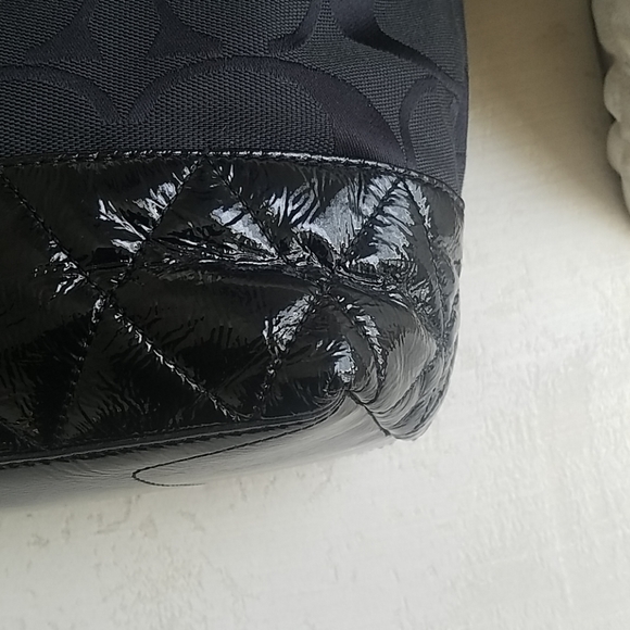 Coach black signature and leather satchel bag - Picture 4 of 6